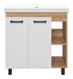 Напольная тумба под раковину Misty Крафт 80см белый/дуб крафт золотой