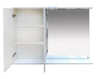Зеркальный шкаф с подсветкой Misty Куба 120см левый белый