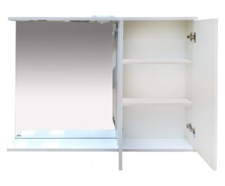 Зеркальный шкаф с подсветкой Misty Куба 120см правый белый