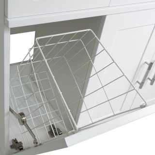 Напольная тумба под раковину Misty Купер 90см правая с бельевой корзиной белый