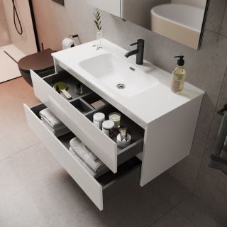 Подвесная тумба под раковину Sancos Libra LB80W 80см белый глянец