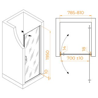 Душевая дверь RGW LE-003 351200308-11 80см хром