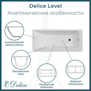 Ванна чугунная Delice Level  DLR230618 140х70