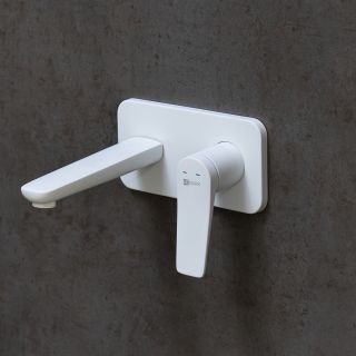 Встраиваемый смеситель для раковины Lemark Bronx LM3726MW с донным клапаном белый