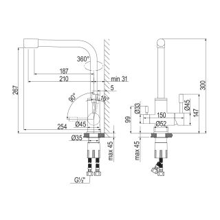Смеситель для кухни Lemark Expert LM5061BL с подключением к фильтру с питьевой водой чёрный матовый