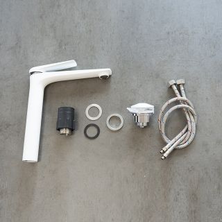 Смеситель для раковины Lemark Allegro LM5909CW с донным клапаном белый