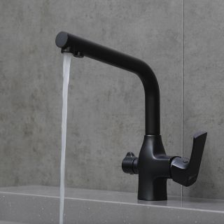 Смеситель для кухни Lemark Ursus LM7258BL с подключением к фильтру с питьевой водой чёрный