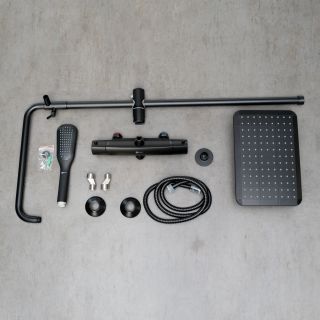 Душевая стойка Lemark Ursus LM7270BL с термостатом чёрный