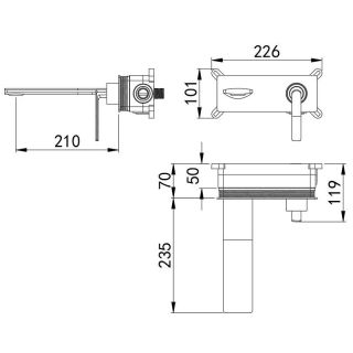 Встраиваемый смеситель для раковины Kohr MAI RUI 1LN550102CP хром