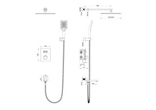 Душевой комплект Wonzon & Woghand WW-88929003-CR с термостатом хром