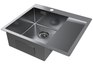 Мойка кухонная Paulmark Kroner PM225951-GML левая воронёная сталь