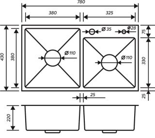Кухонная мойка РМС MR-7843 с корзиной и дозатором нержавеющая сталь