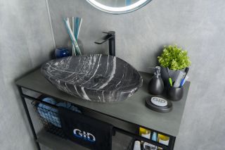 Раковина Gid Mnc206 54427 накладная под камень глянцевая 59x39x13