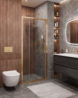 Душевая дверь CEZARES MOLVENO-BF-3-90-C-BORO-IV брашированное золото