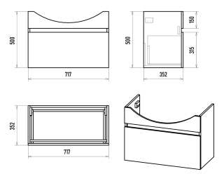 Подвесная тумба под раковину Misty Монро 75см белый