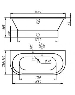 Ванна из искусственного камня Фэма Стиль Монро 169x75 см