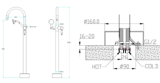 Напольный смеситель для ванны Boheme Imperiale 289-SW с кристаллом Swarovski