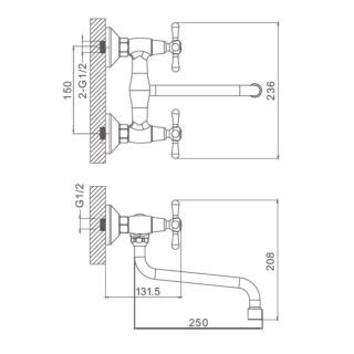 Смеситель для кухни настенный Prohanss P10.46 хром