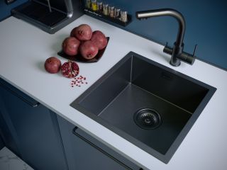 Мойка кухонная Paulmark Aller PM904444-GM воронёная сталь