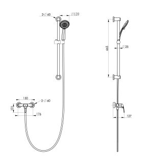 Смеситель для душа с гарнитуром Wonzon & Woghand WW-4570-BG брашированное золото