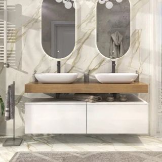 Тумба подвесная без столешницы Velvex Unit tp.UNI.80.2Y белый глянец, 80 см