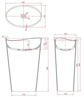 Раковина Montebianco Onda Grande 13008 60см белый