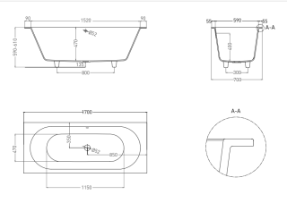 Ванна из искусственного камня Salini Ornella Axis 104613G 170x70см S-Sense белый глянцевый