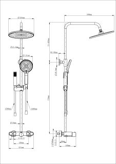 Душевая стойка Wonzon & Woghand Muse Selesta WW-B4113-MB с термостатом чёрный матовый