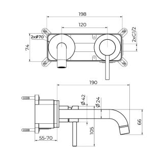 Смеситель для раковины встраиваемый Knotlor SS-25/RB, бронза