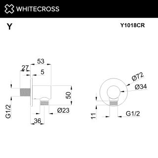 Угловой соединительный элемент WHITECROSS Y1018GM оружейная сталь