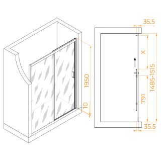 Душевая дверь RGW PA-017 350801715-11 150см хром