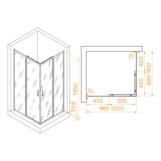 Душевой уголок RGW PA-040B 3508104090-24 90x100см чёрный