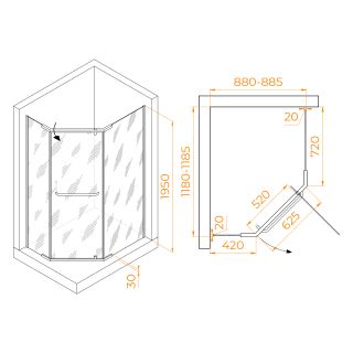 Душевой уголок RGW PA-091 35089192-11 90x120см хром