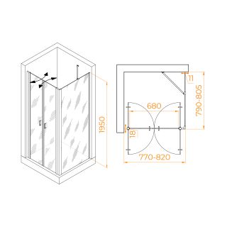 Душевой уголок RGW PA-134B (PA-104B+Z-050-2B+O-204B) 060814488-14 80x80см чёрный