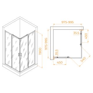 Душевой уголок RGW PA-31 02083100-11 100x100см хром