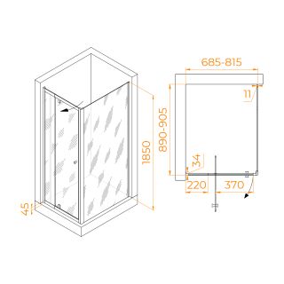 Душевой уголок RGW PA-44 (PA-02 + Z-050-1) 41084479-011 70x90см хром