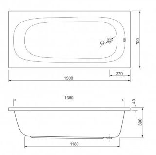Ванна акриловая Cezares PIAVE-150-70-42-W37