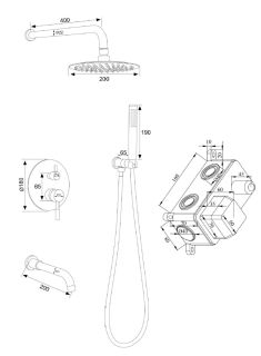 Душевой комплект РМС SUS129-1S нержавеющая сталь