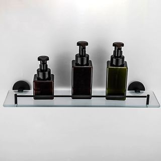 Стеклянная полка для ванной Frap F30207 черный