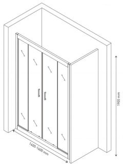 Душевая дверь Berges Porta 140-160см хром 063102