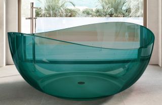 Прозрачная ванна ABBER Kristall AT9705Aquamarin из полиэфирной смолы 150см бирюзовый