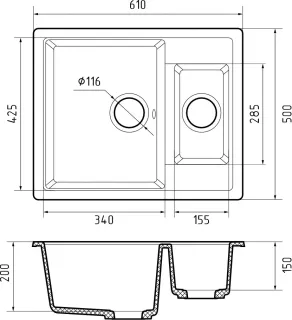 Мойка кухонная GranFest CLASSIC Q-610K кашемир