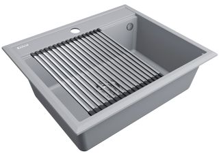 Комплект Paulmark: мойка Stepia 60 и ролл-мат Step PM115951-GRS+R375-BS серый дым/брашированная нержавеющая сталь