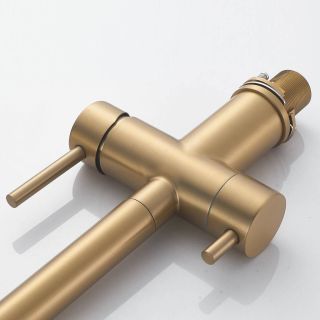 Смеситель для кухни с гибким изливом и подключением фильтра Maretti Calabria GOLD CAG31RGF18, золотой сатин