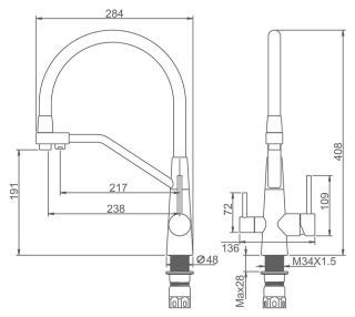 Смеситель для кухни Splenka S71.62.05 с подключением фильтра сатин