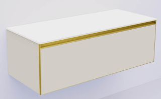 Тумба под раковину Armadi Art Quatro 790-M1-120-CM-MG-LED 120 см с подсветкой бежевый/золото матовое