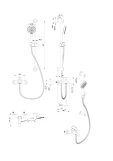 Смеситель для ванны с душевым гарнитуром Wonzon & Woghand Alfa WW-AE3205-BGG тёмный графит
