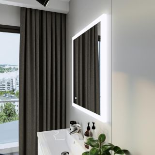 Зеркало с подсветкой Бриклаер Вега/Мальта 4627125414374 с часами 75 см на взмах руки