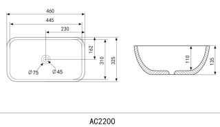 Раковина ABBER Rechteck 46см белый AC2200