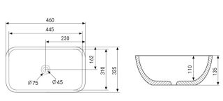 Раковина ABBER Rechteck AC2200GS 46см серебро